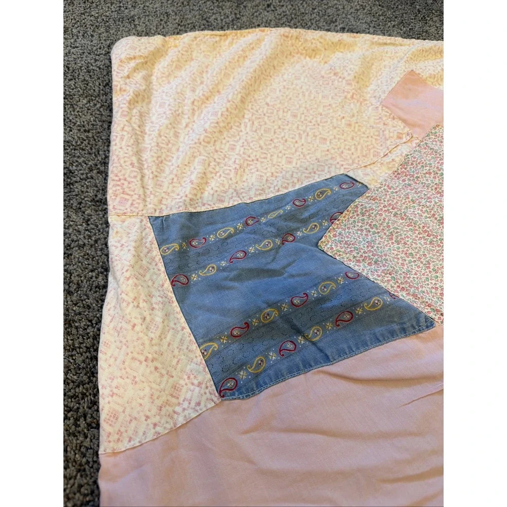 Vintage Handmade Crazy Quilt Patchwork Scrap 75x70